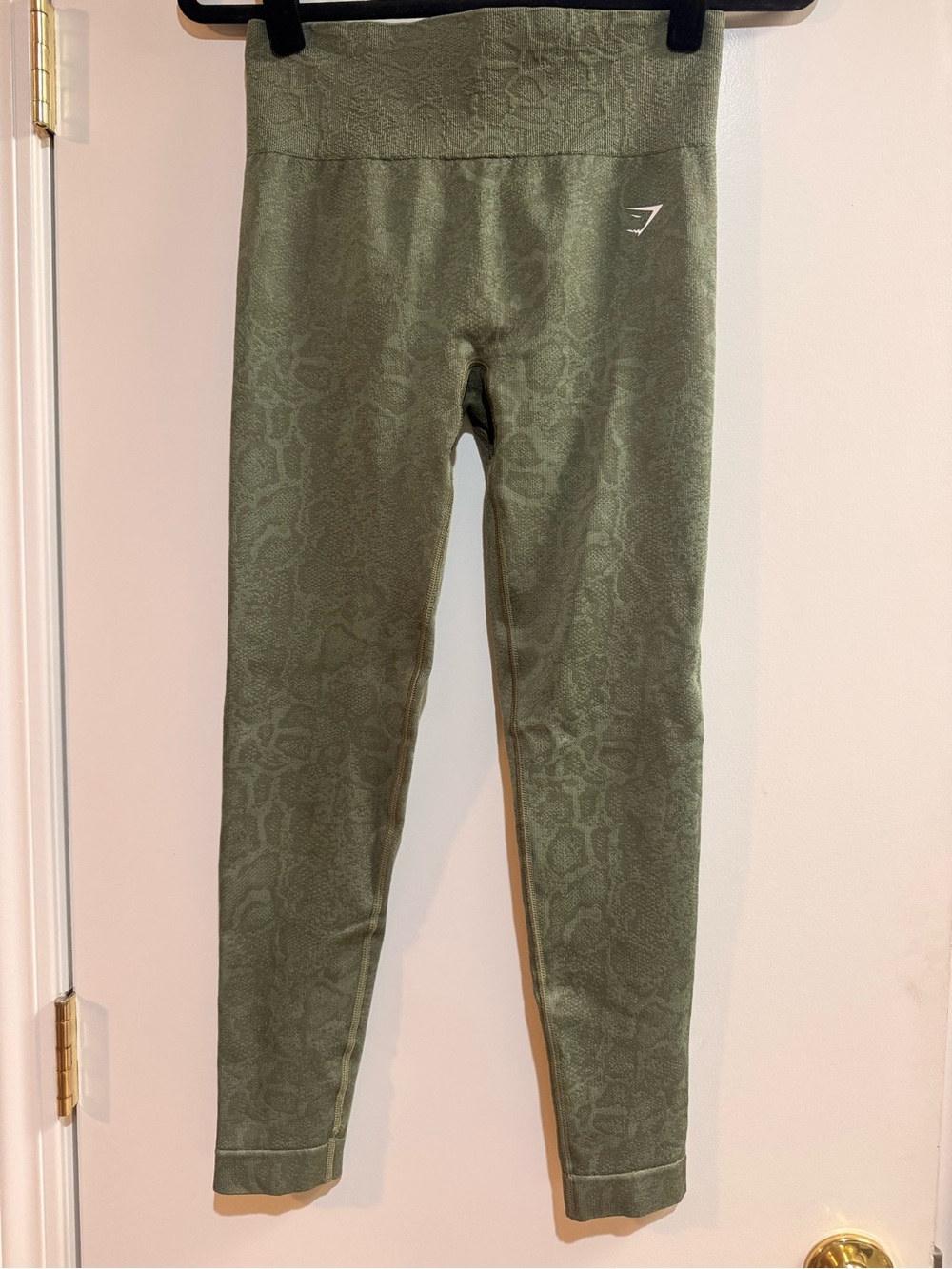 Gymshark Olive Snake-Textured Leggings